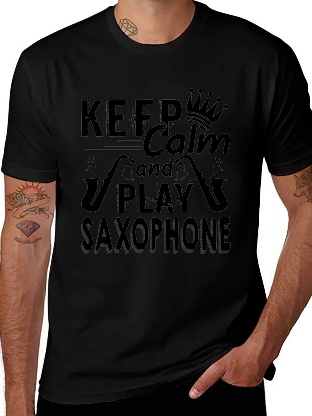 Keep Calm and Play Saxophone T-Shirt - Black product image 1