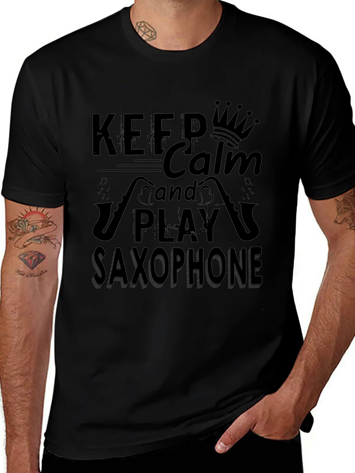 Keep Calm and Play Saxophone T-Shirt - Black product image 1