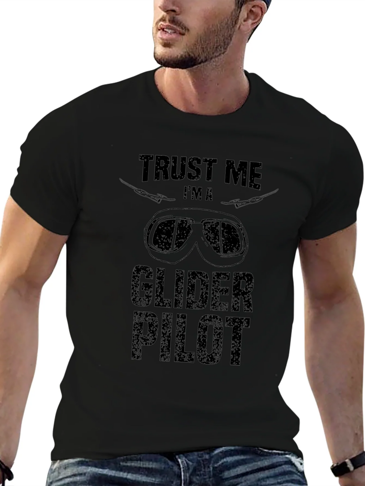 Trust Me Im A Glider Pilot Black Graphic T-Shirt product image 3