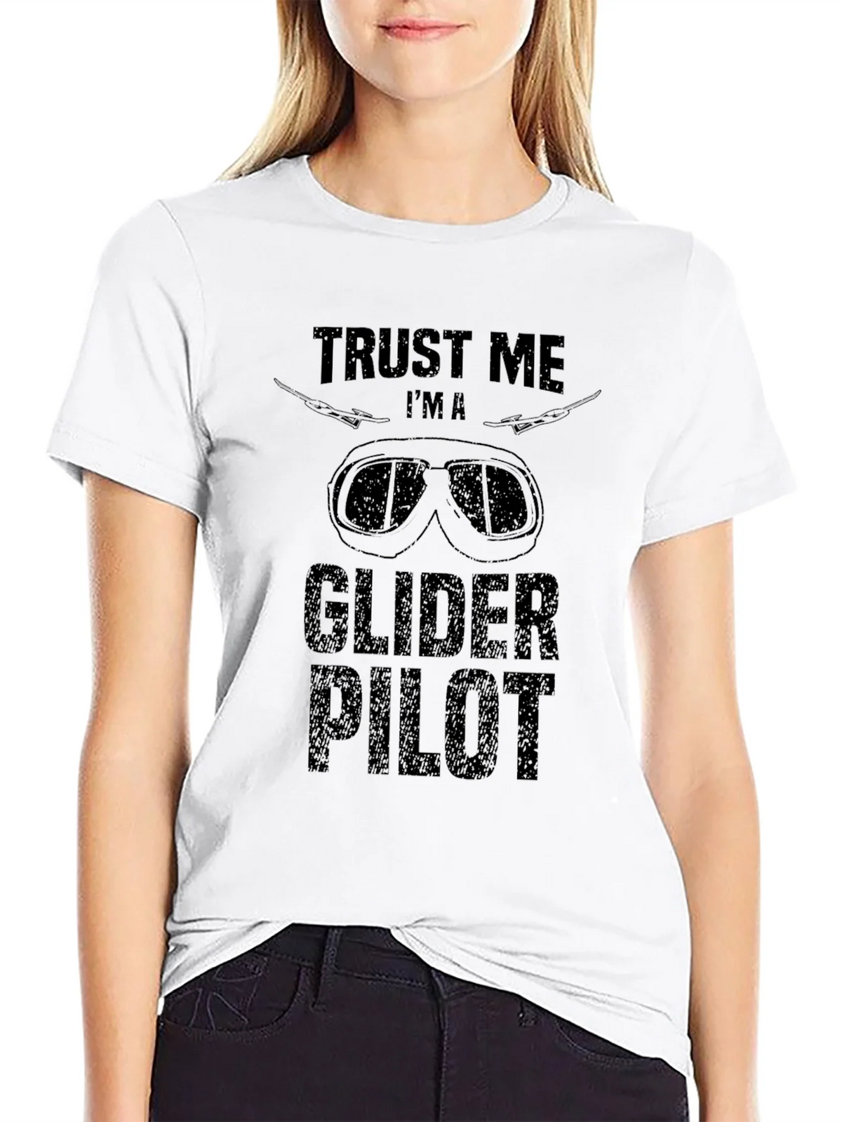 Trust Me Im A Glider Pilot Black Graphic T-Shirt product image 5