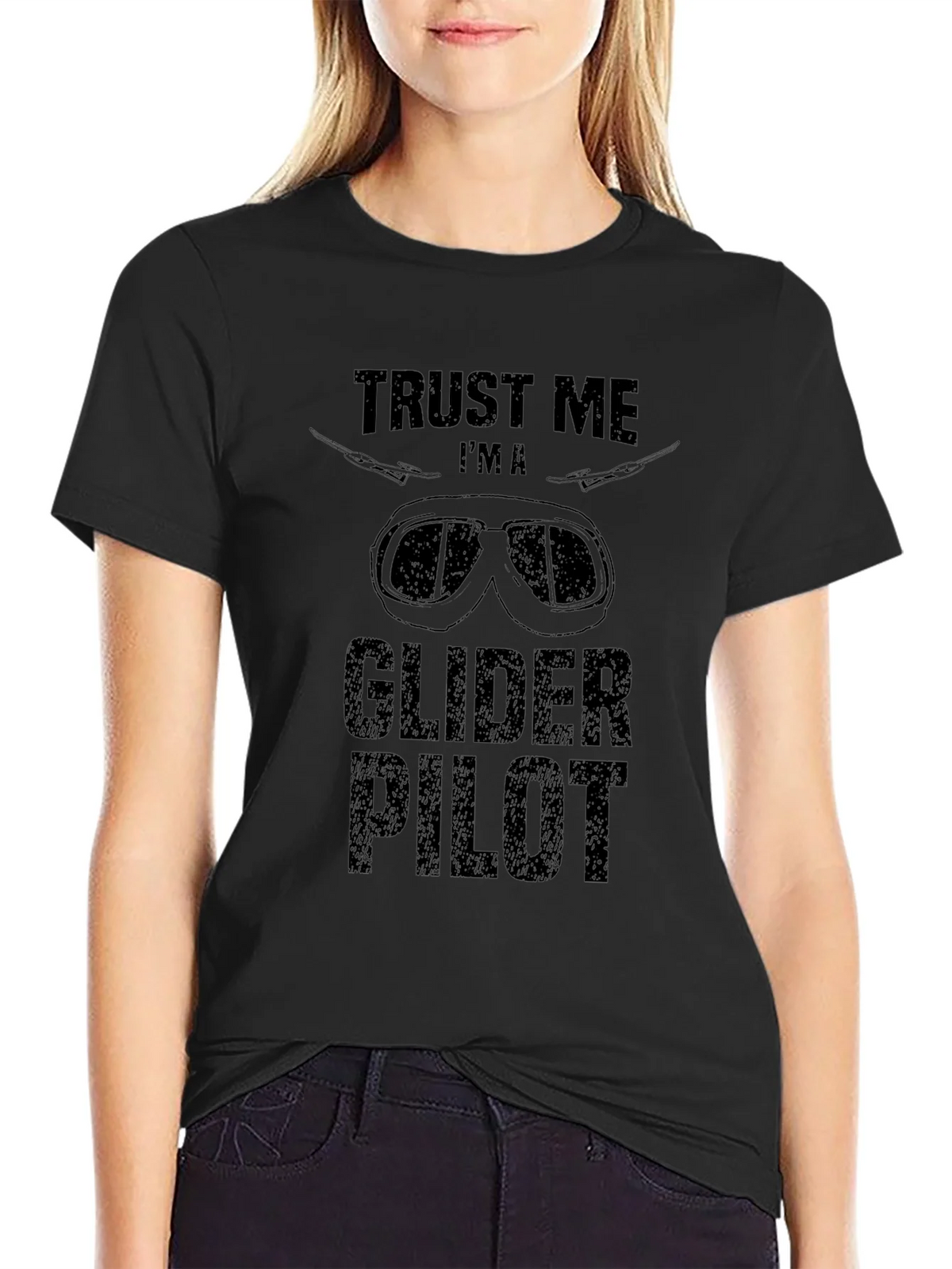 Trust Me Im A Glider Pilot Black Graphic T-Shirt product image 1
