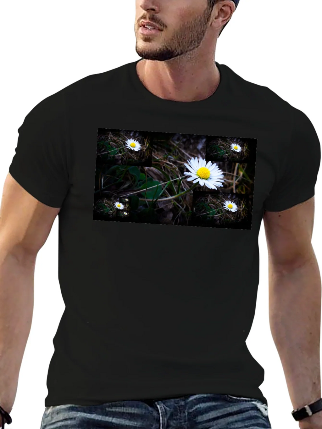 Daisy Field Graphic Tee - Soft Black Cotton product image 1