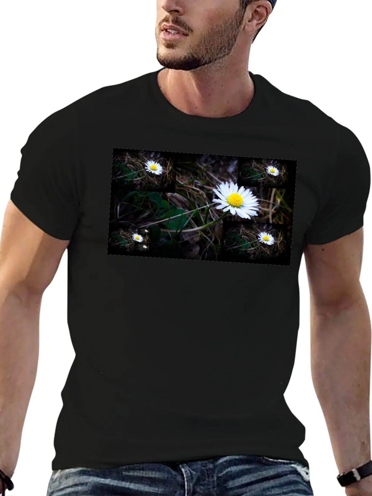 Daisy Field Graphic Tee - Soft Black Cotton product image 1