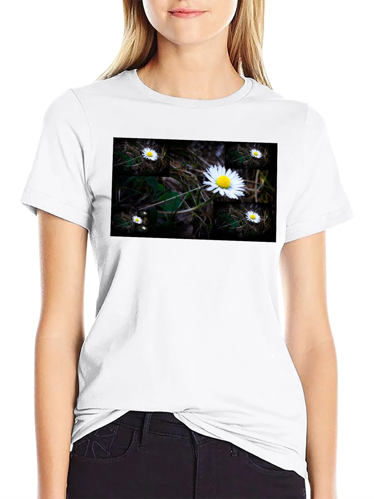Daisy Field Graphic Tee - Soft Black Cotton product image 2