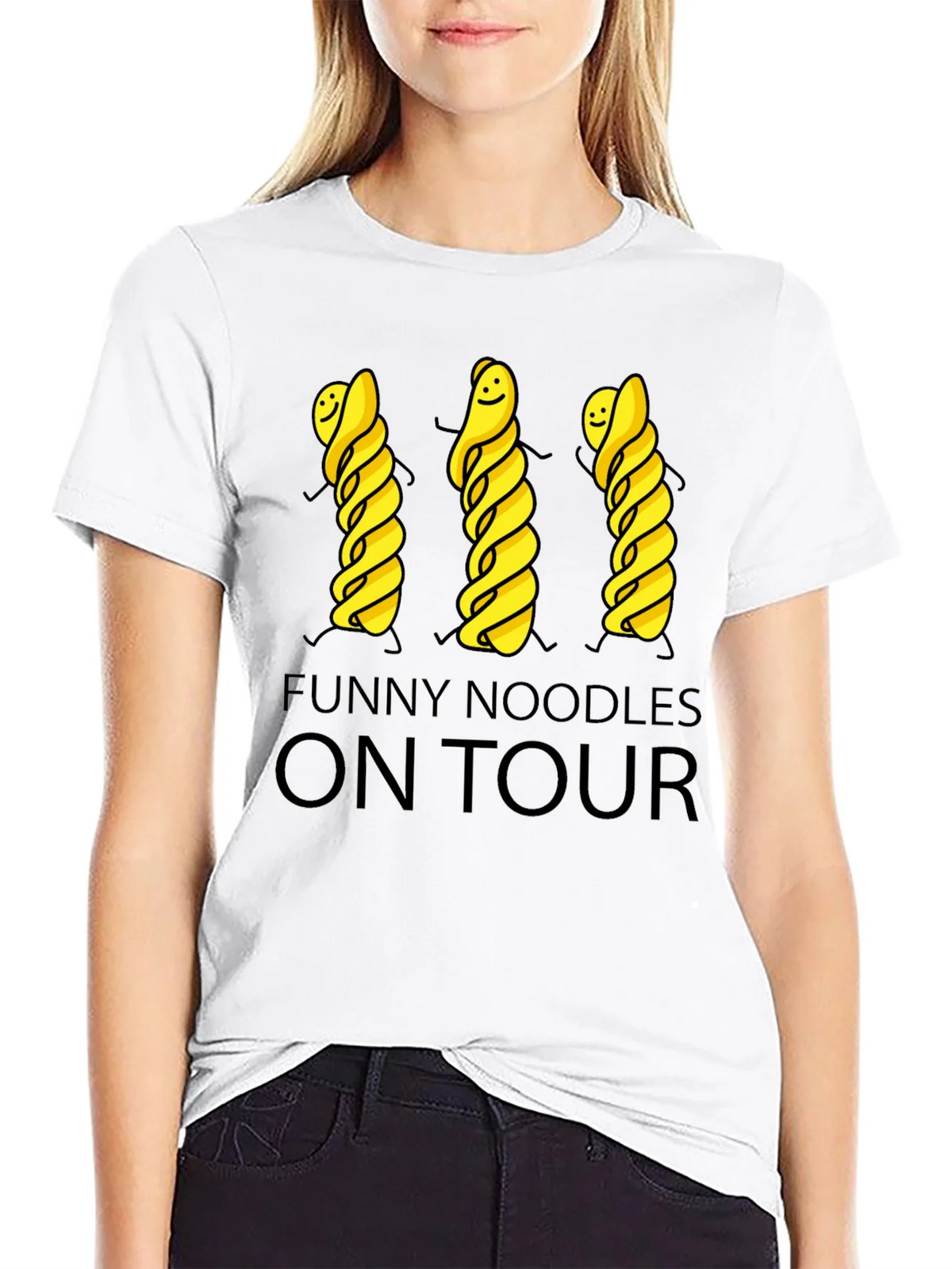 Funny Noodles On Tour Black T-Shirt product image 5