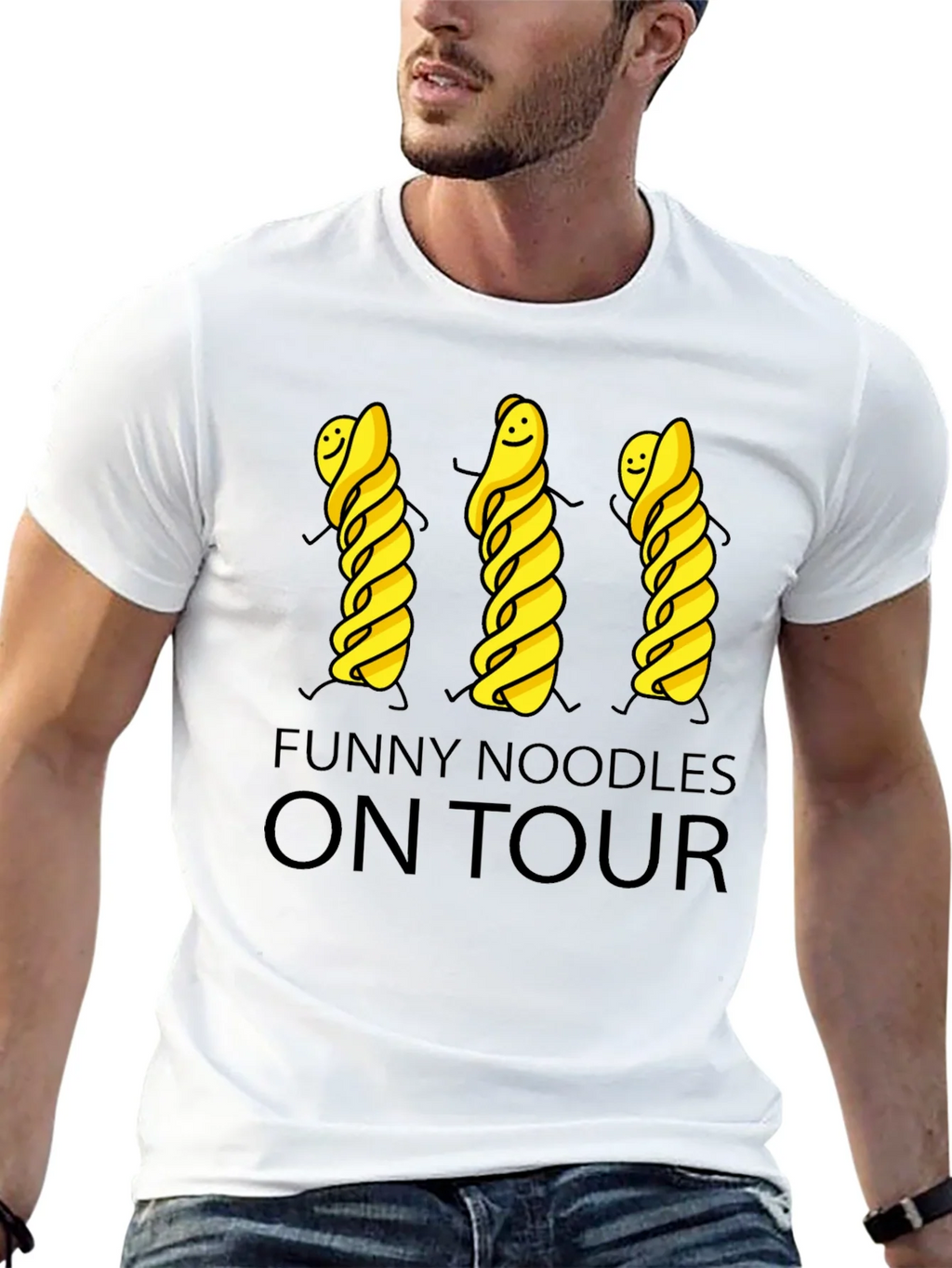Funny Noodles On Tour Black T-Shirt product image 6