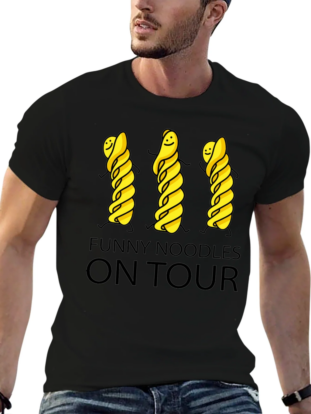 Funny Noodles On Tour Black T-Shirt product image 3