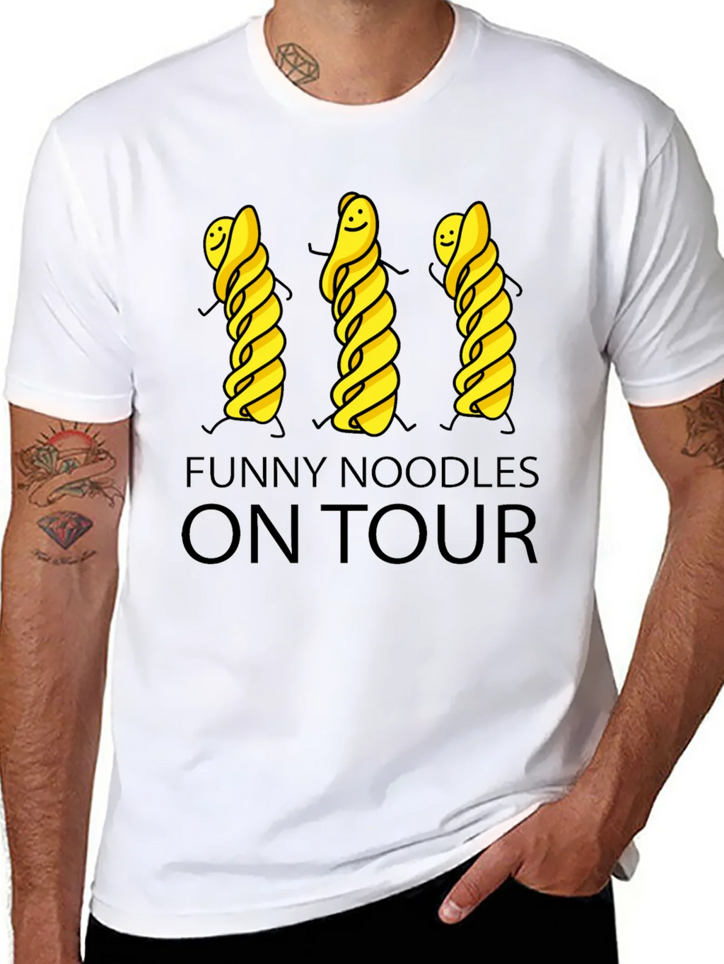 Funny Noodles On Tour Black T-Shirt product image 4