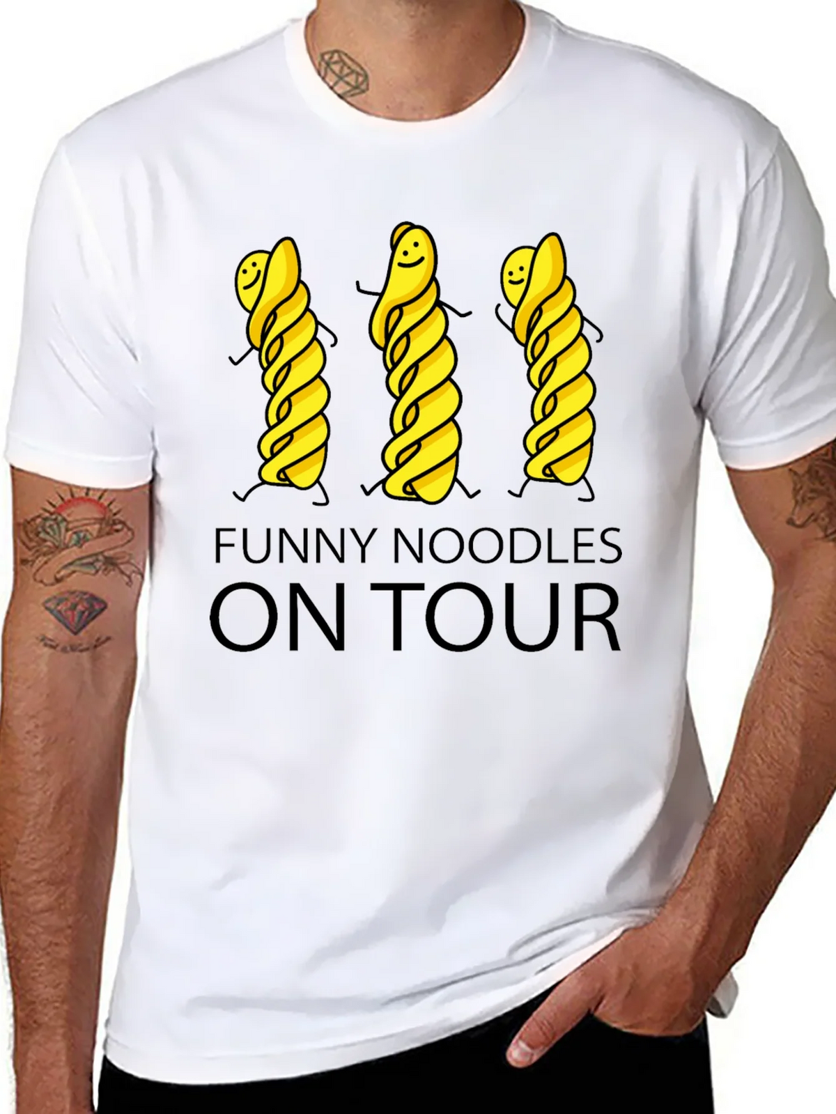 Funny Noodles On Tour Black T-Shirt product image 4