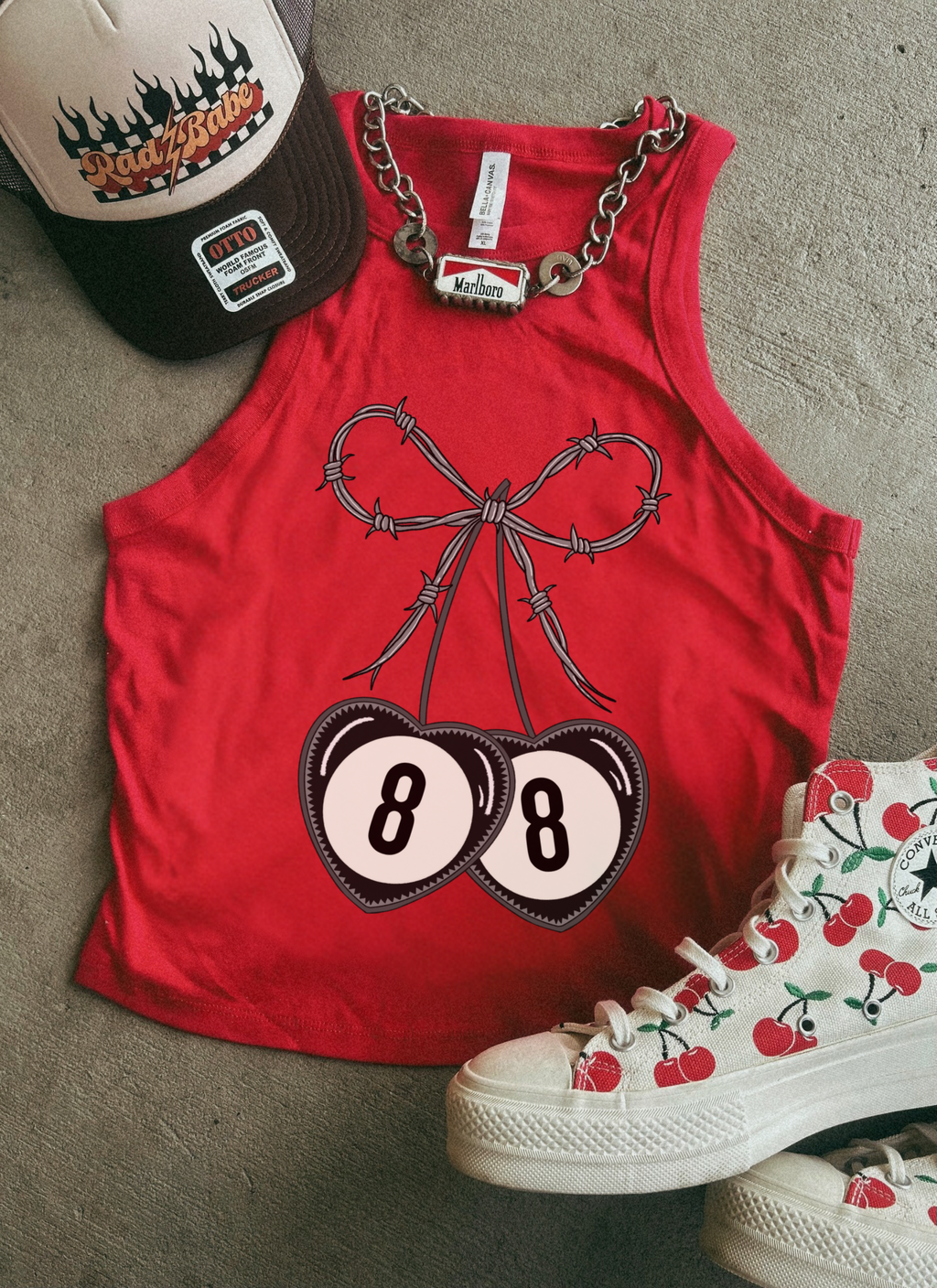 Barbwire Cherry Rib Tank