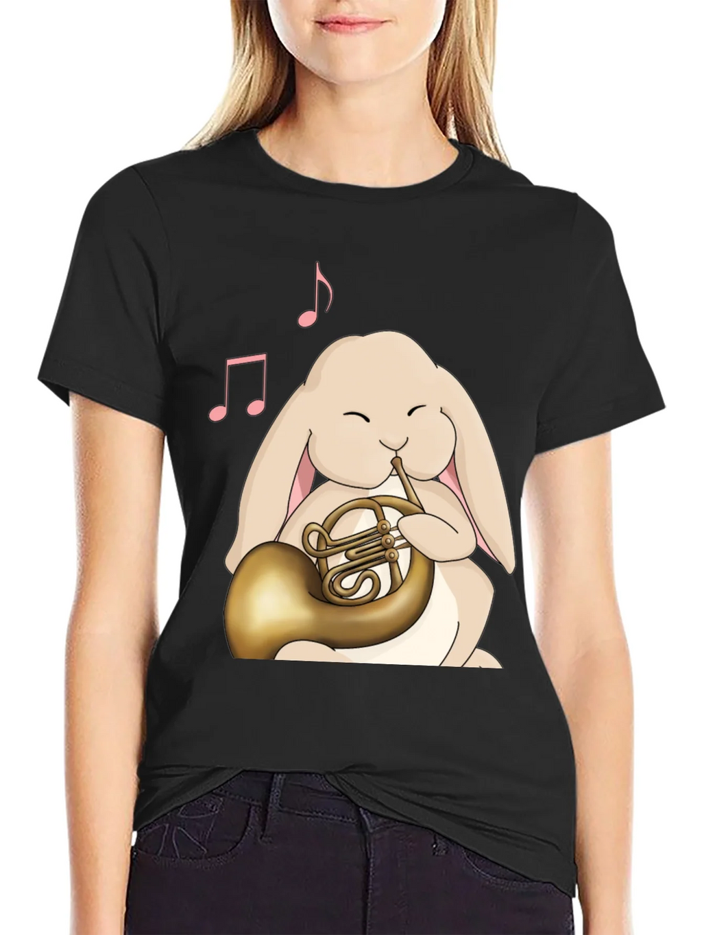 Bunny French Horn T-Shirt - Musical Rabbit Tee product image 1