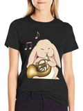 Bunny French Horn T-Shirt - Musical Rabbit Tee product image 1
