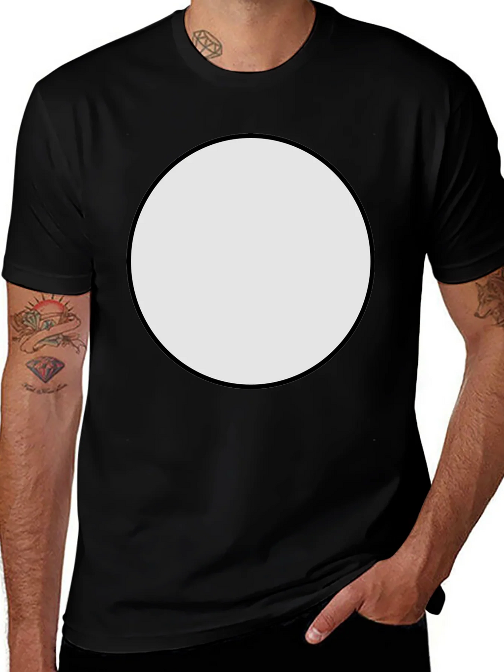 Black Crew Neck T-Shirt with Customizable Round Patch product image 1
