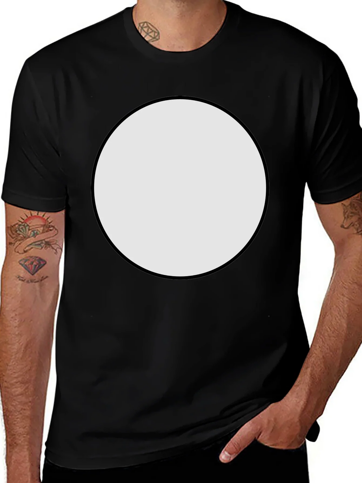 Black Crew Neck T-Shirt with Customizable Round Patch product image 1