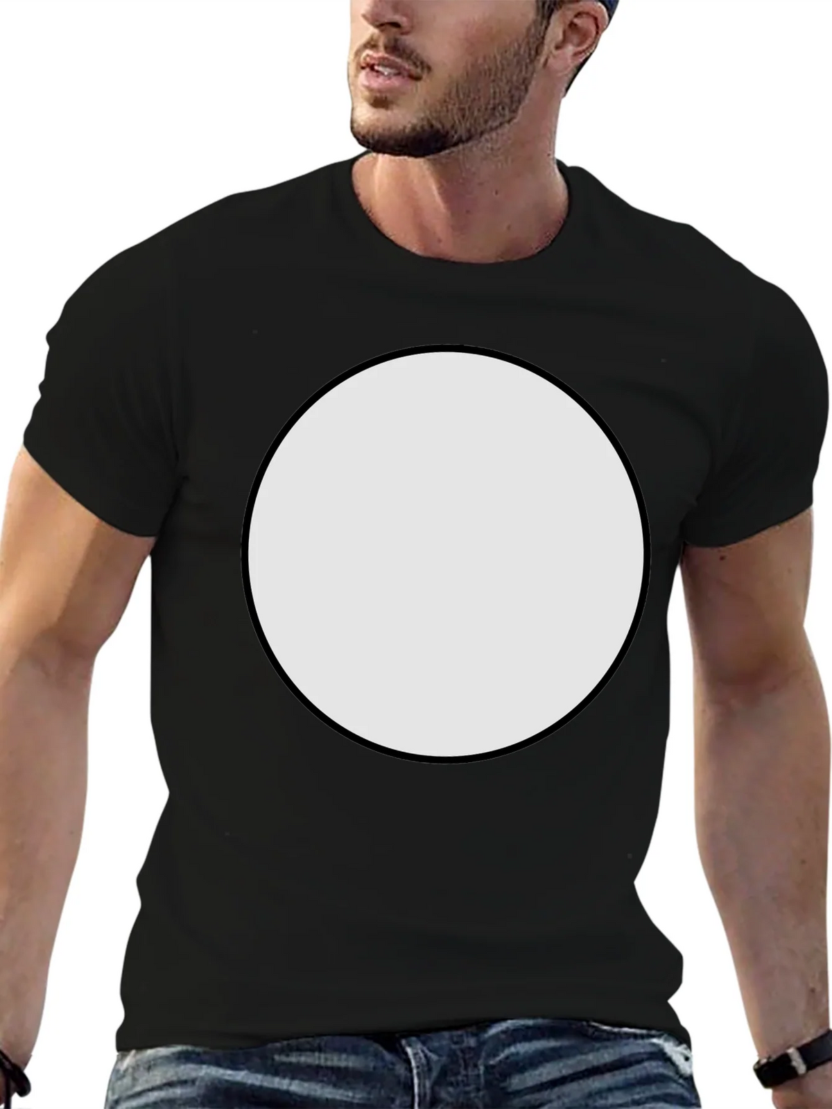Black Crew Neck T-Shirt with Customizable Round Patch product image 3