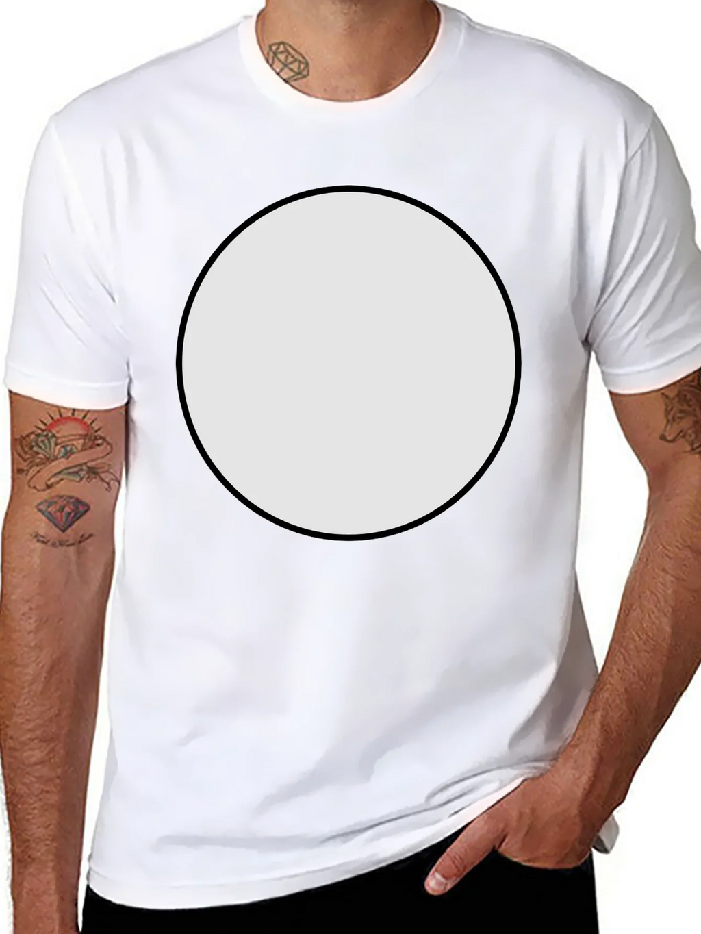 Black Crew Neck T-Shirt with Customizable Round Patch product image 4