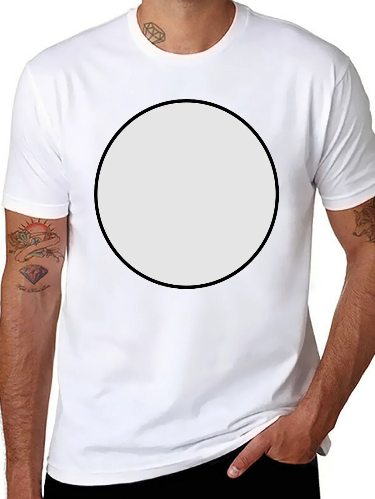 Black Crew Neck T-Shirt with Customizable Round Patch product image 4