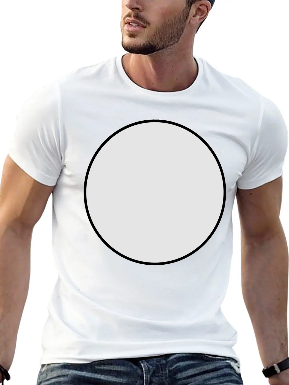 Black Crew Neck T-Shirt with Customizable Round Patch product image 9