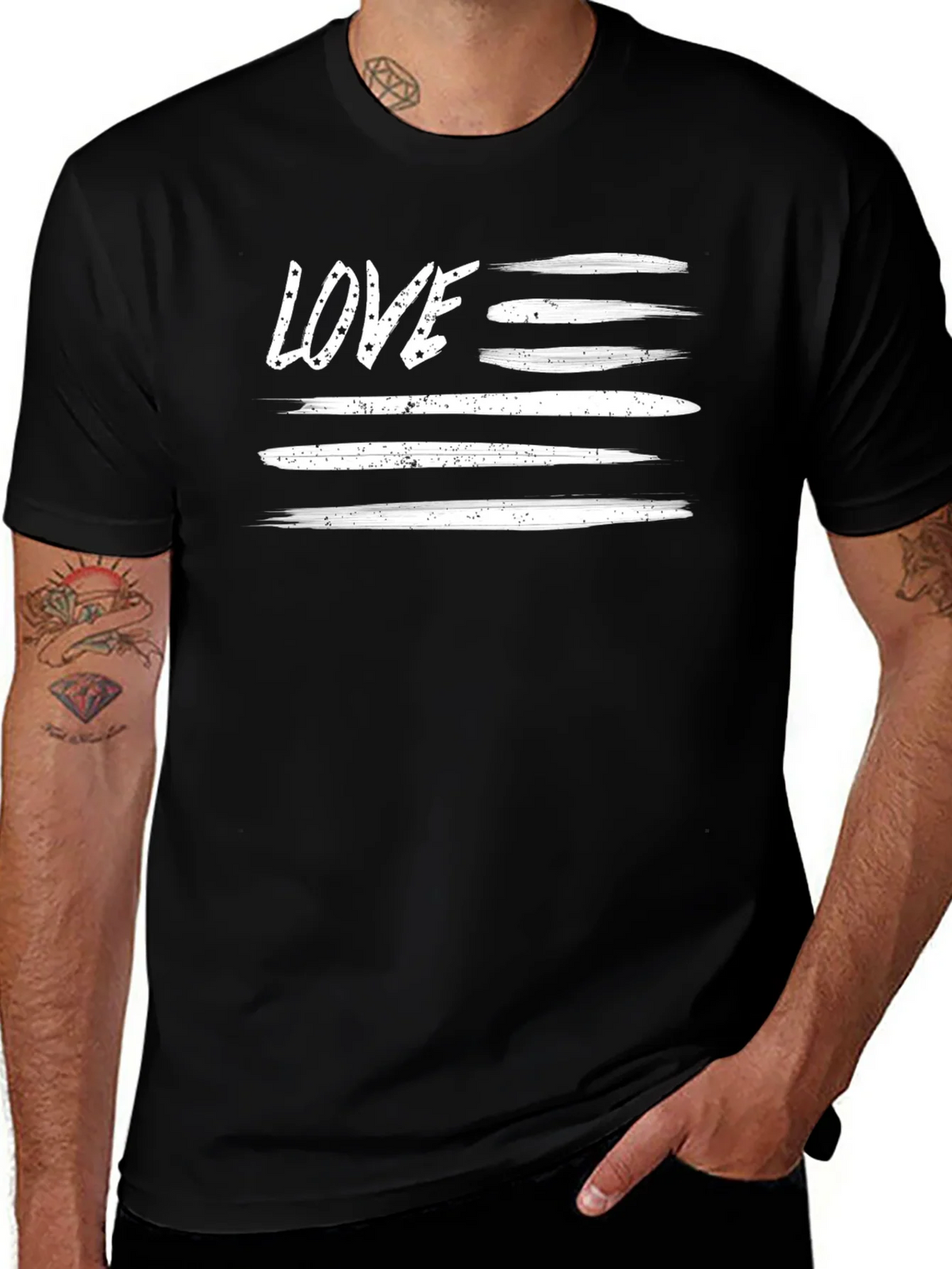 LOVE Stripes Graphic Tee - Patriotic Style! product image 1