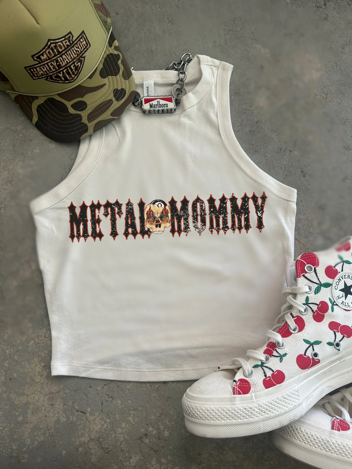 Metal mommy Garage Ribbed Racer Tank