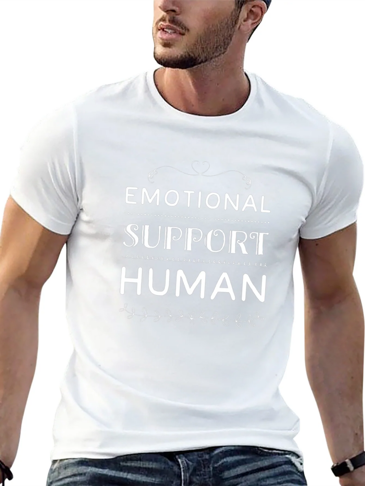 Emotional Support Human Black T-Shirt product image 4