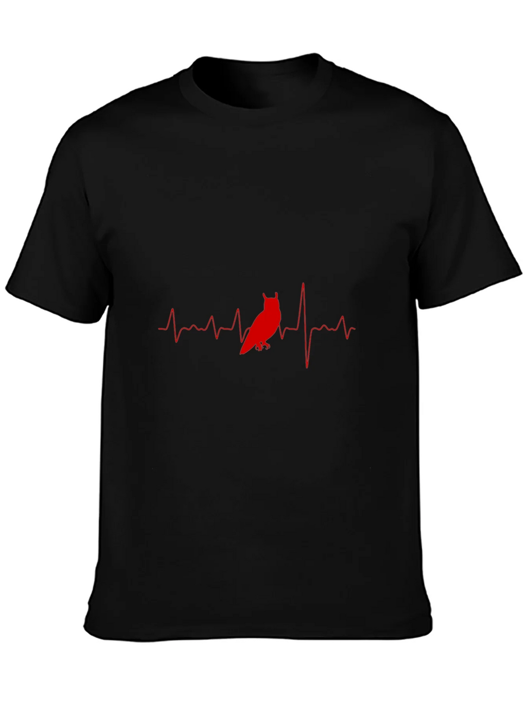 Owl Heartbeat Graphic T-Shirt - Black Cotton Tee product image 3