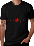 Owl Heartbeat Graphic T-Shirt - Black Cotton Tee product image 1