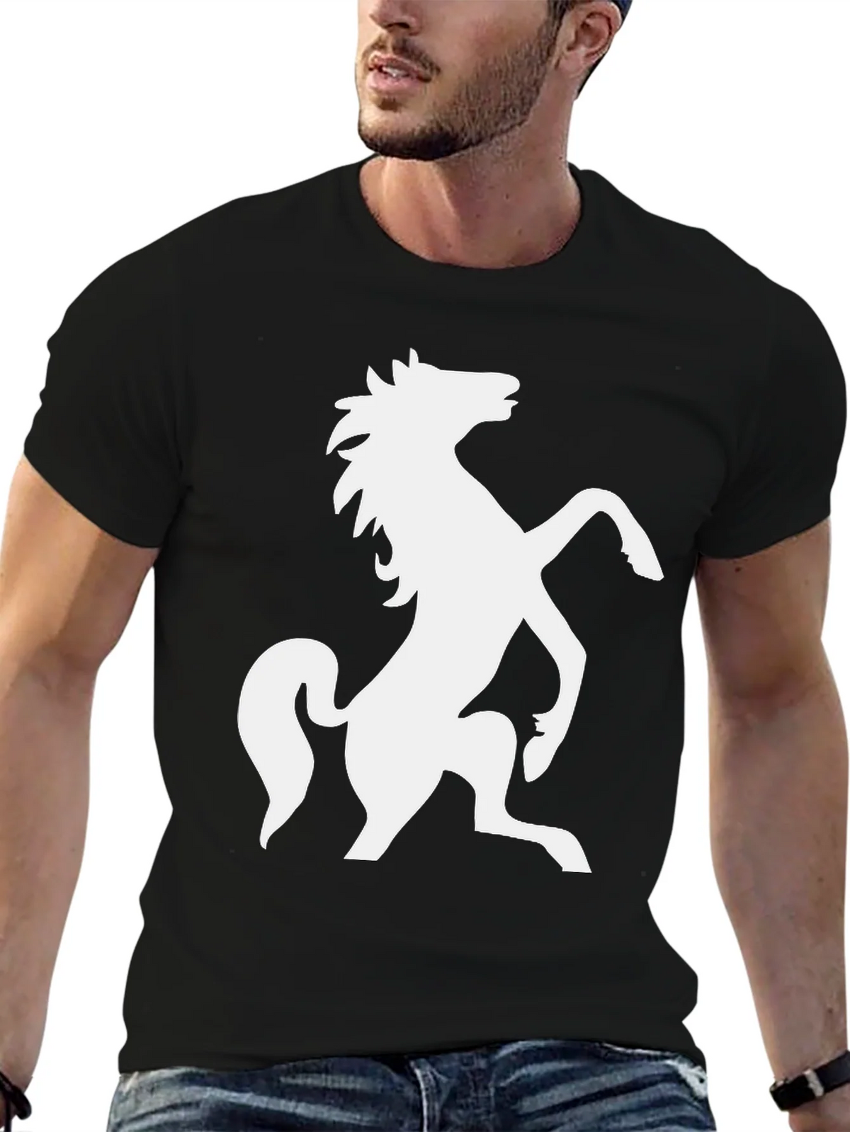 Black Horse Silhouette Tee - Bold Equestrian Style product image 2
