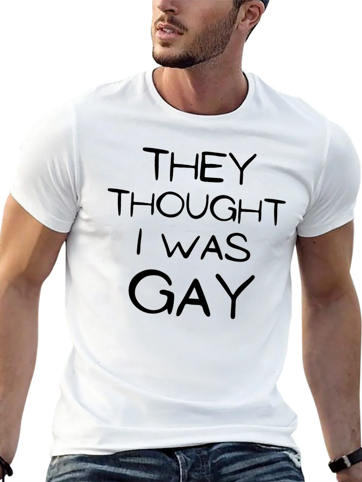 Funny Mens Black T-Shirt - They Thought I Was Gay product image 5