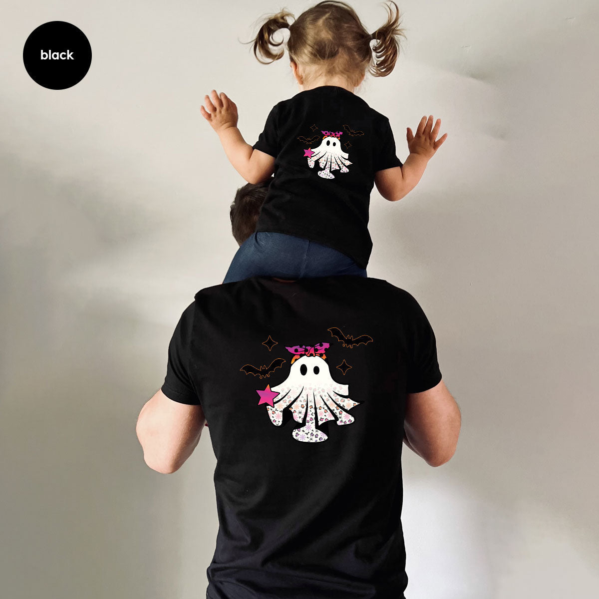 Spooky Season Outfit, Ghost Graphic Tee, Girls Boo Vneck product image 9