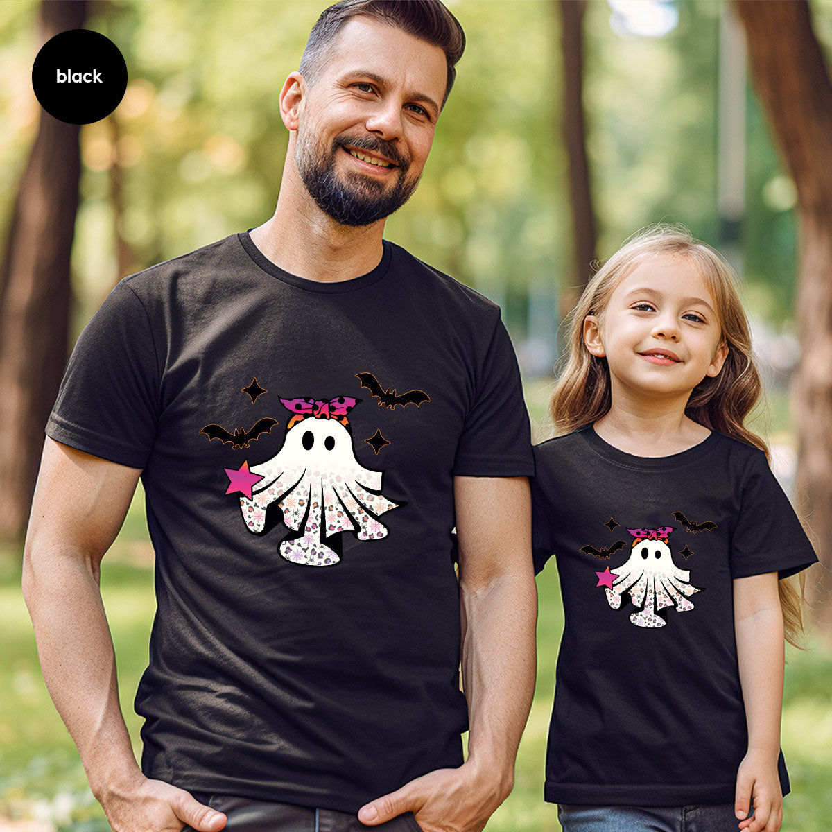 Spooky Season Outfit, Ghost Graphic Tee, Girls Boo Vneck product image 7