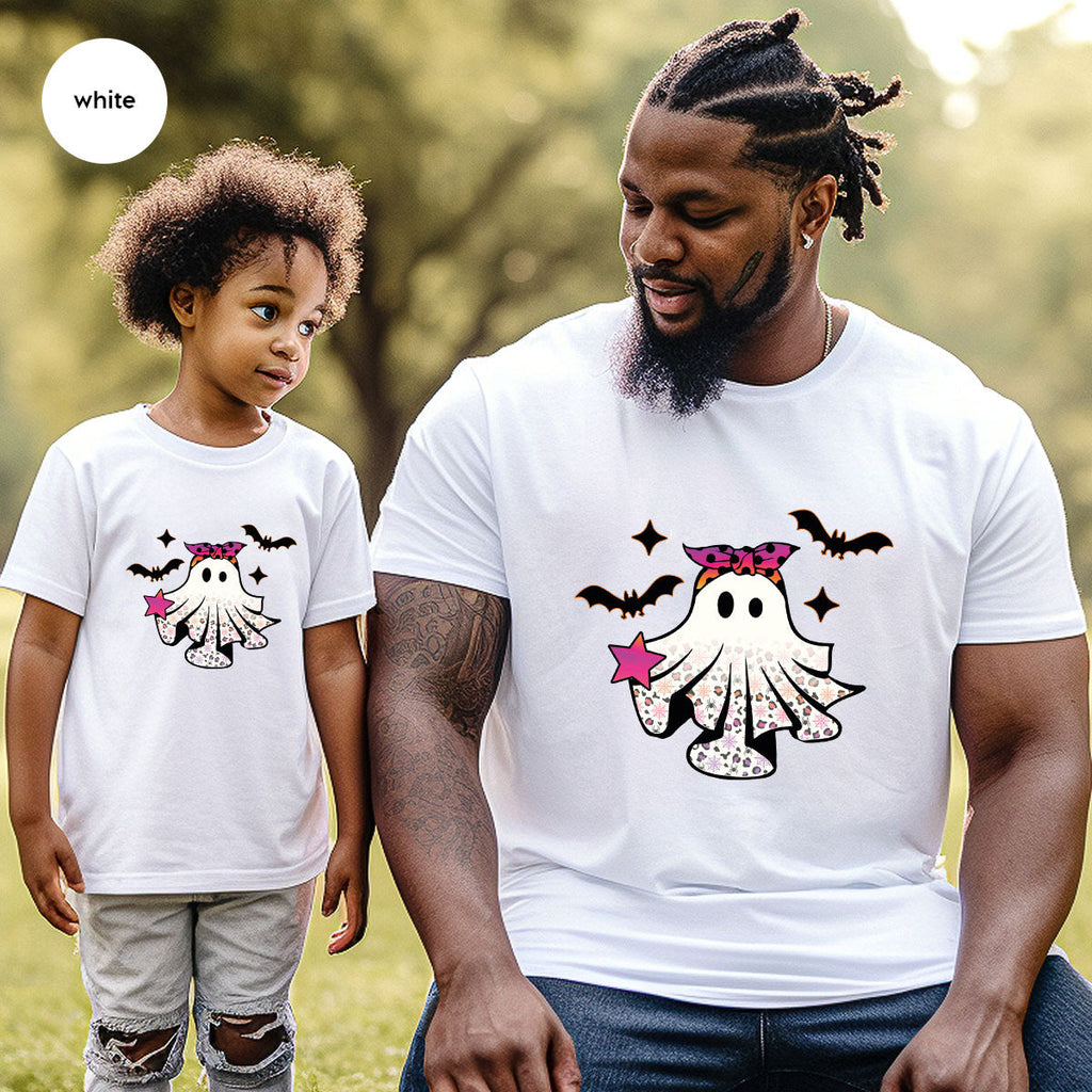 Spooky Season Outfit, Ghost Graphic Tee, Girls Boo Vneck product image 8