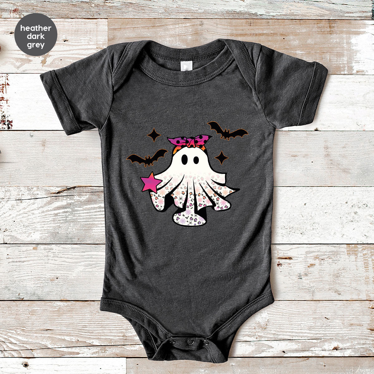 Spooky Season Outfit, Ghost Graphic Tee, Girls Boo Vneck product image 10