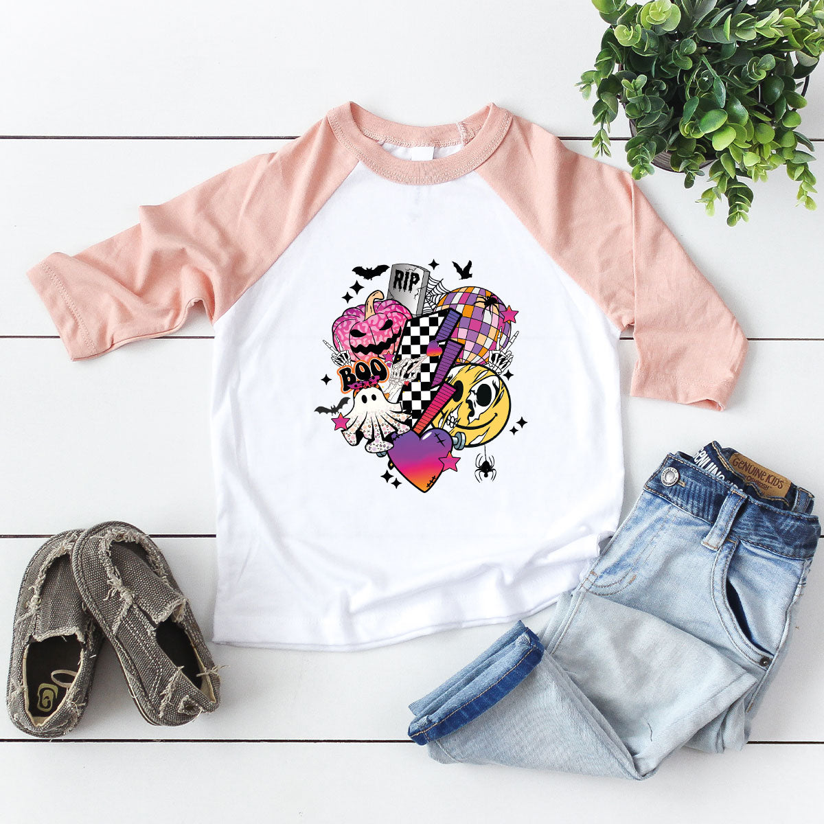 Retro Halloween Shirt, Spooky Pumpkin Cool Checkered Outfit product image 18