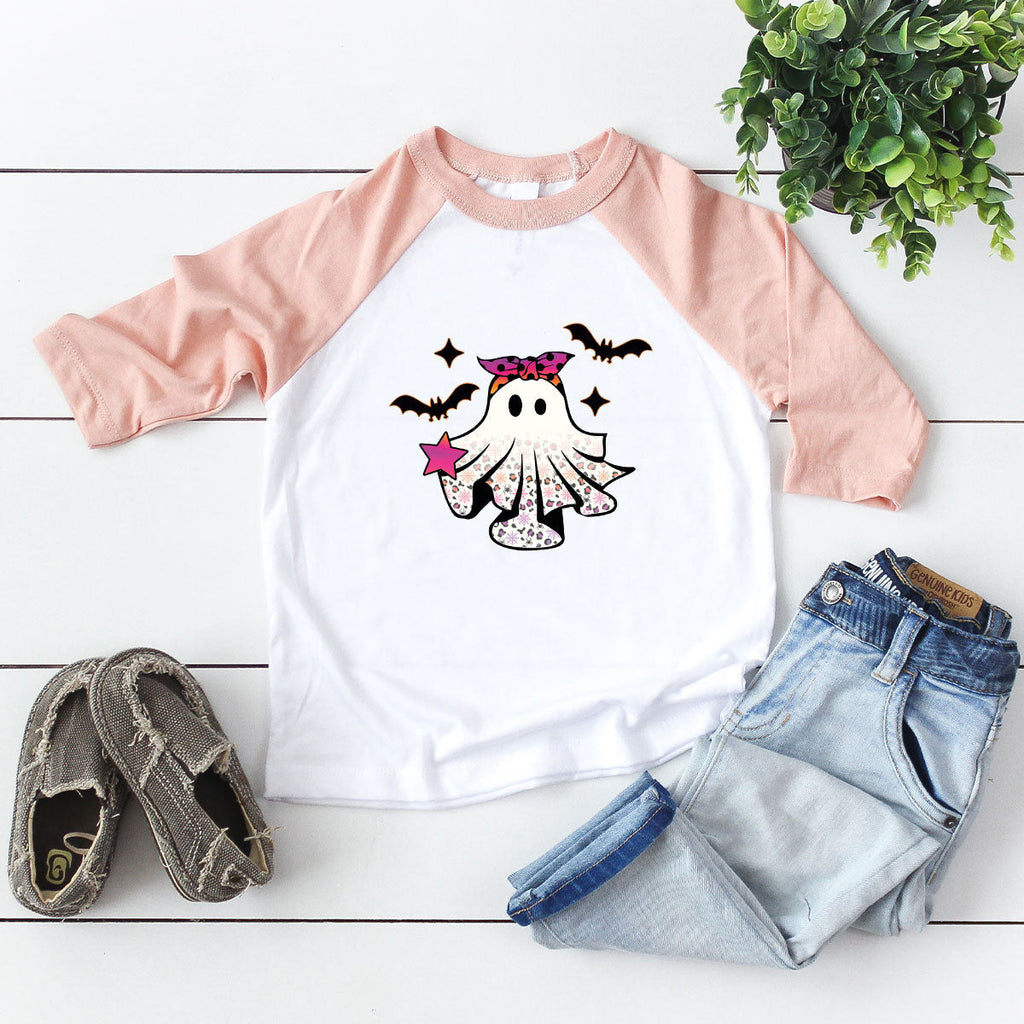 Spooky Season Outfit, Ghost Graphic Tee, Girls Boo Vneck product image 18