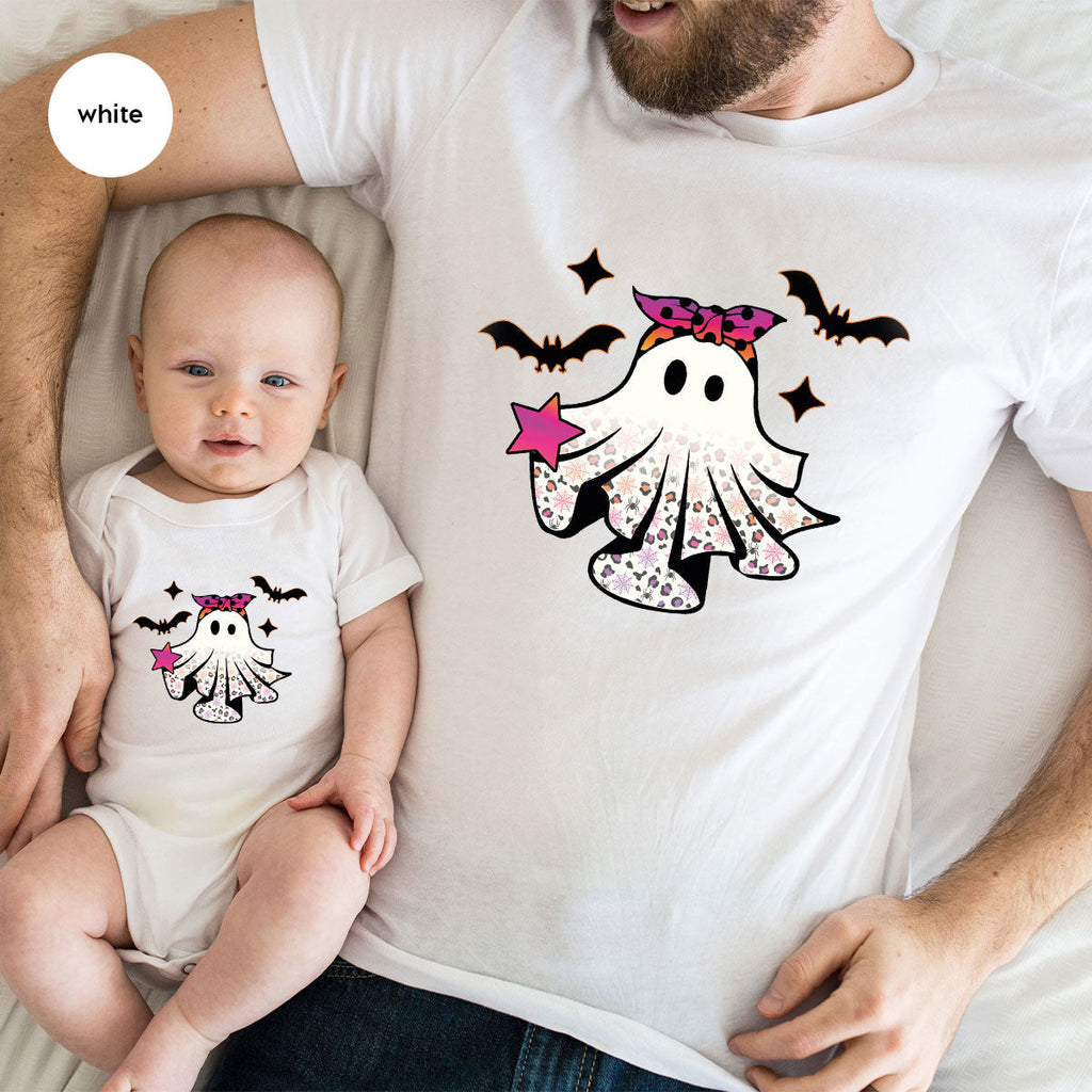 Spooky Season Outfit, Ghost Graphic Tee, Girls Boo Vneck product image 22