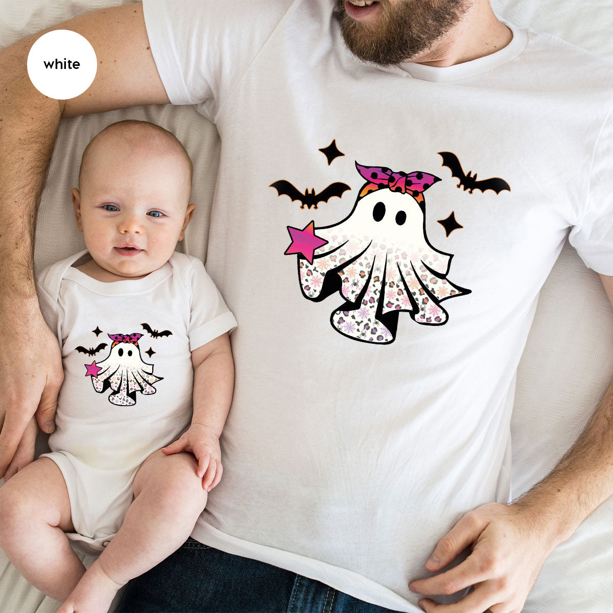 Spooky Season Outfit, Ghost Graphic Tee, Girls Boo Vneck product image 22