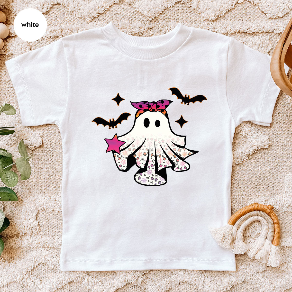 Spooky Season Outfit, Ghost Graphic Tee, Girls Boo Vneck product image 28