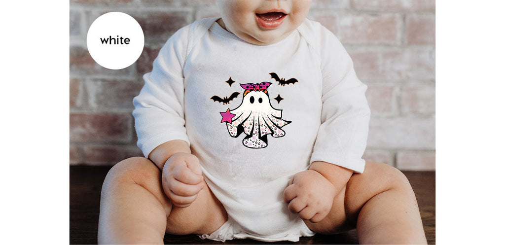 Spooky Season Outfit, Ghost Graphic Tee, Girls Boo Vneck product image 24