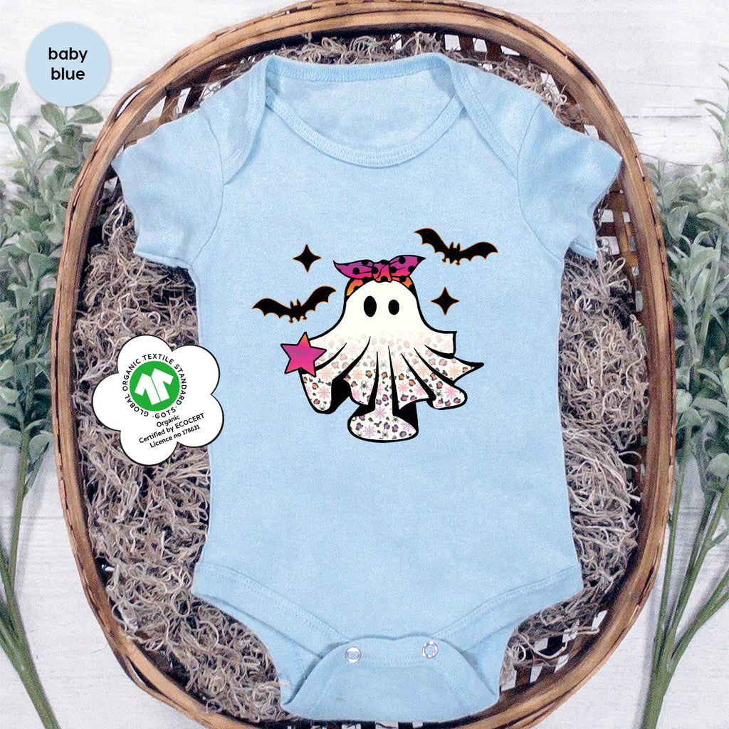 Spooky Season Outfit, Ghost Graphic Tee, Girls Boo Vneck product image 1