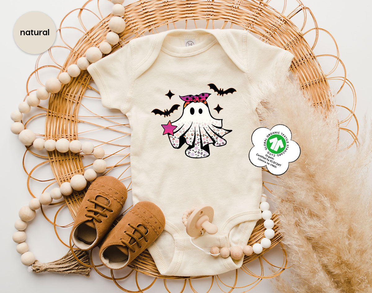 Spooky Season Outfit, Ghost Graphic Tee, Girls Boo Vneck product image 17