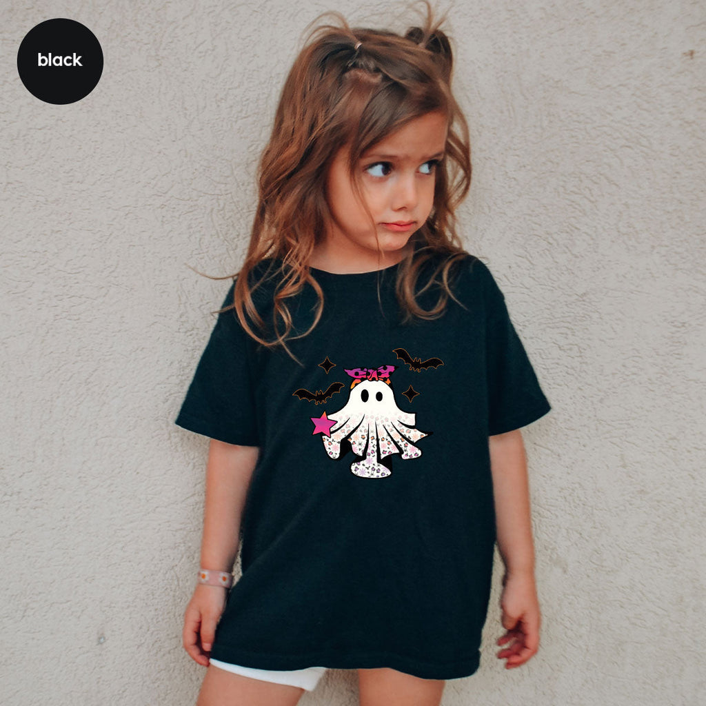 Spooky Season Outfit, Ghost Graphic Tee, Girls Boo Vneck product image 5