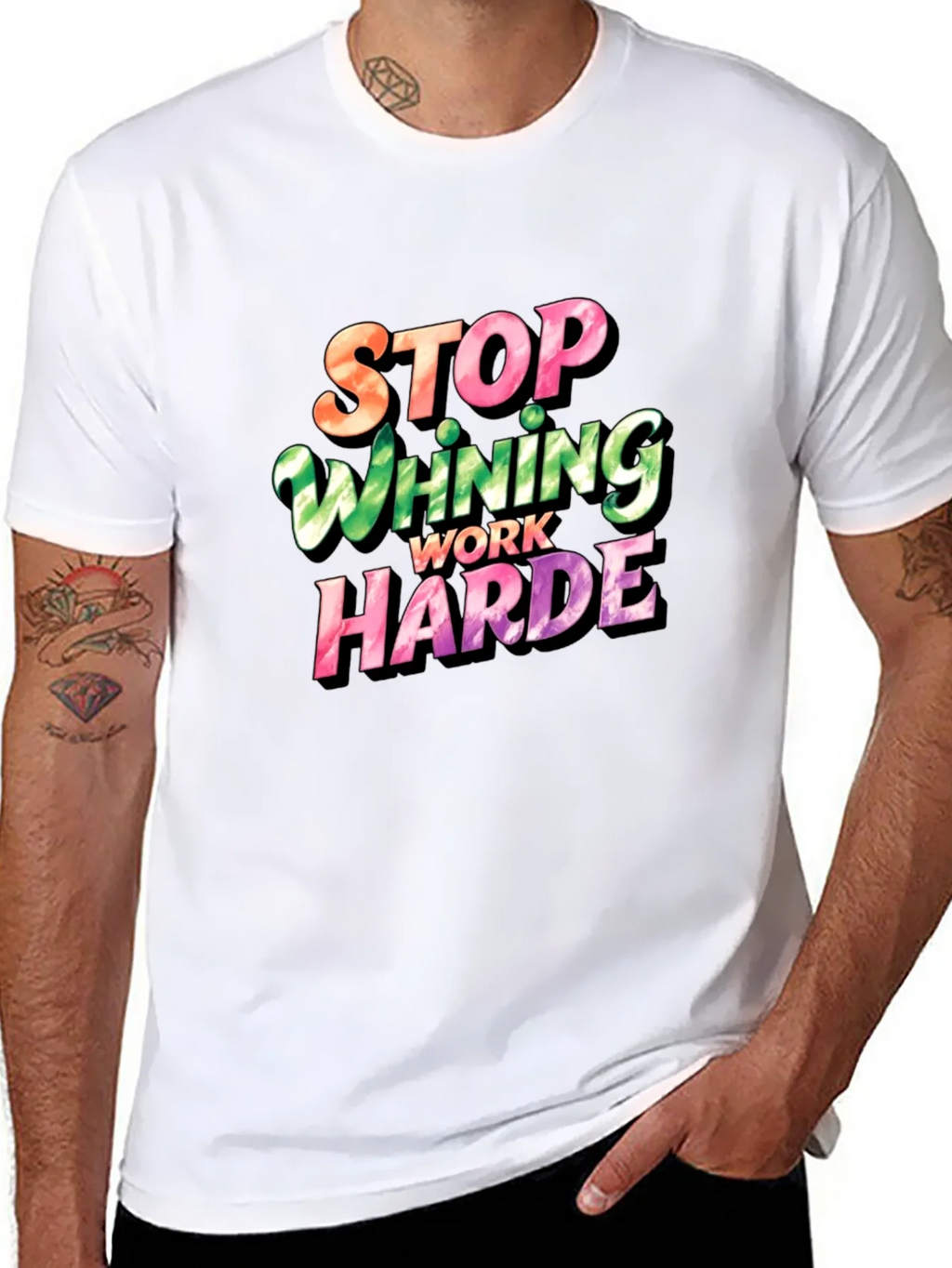 Stop Whining Work Harder Mens Graphic Tee product image 3