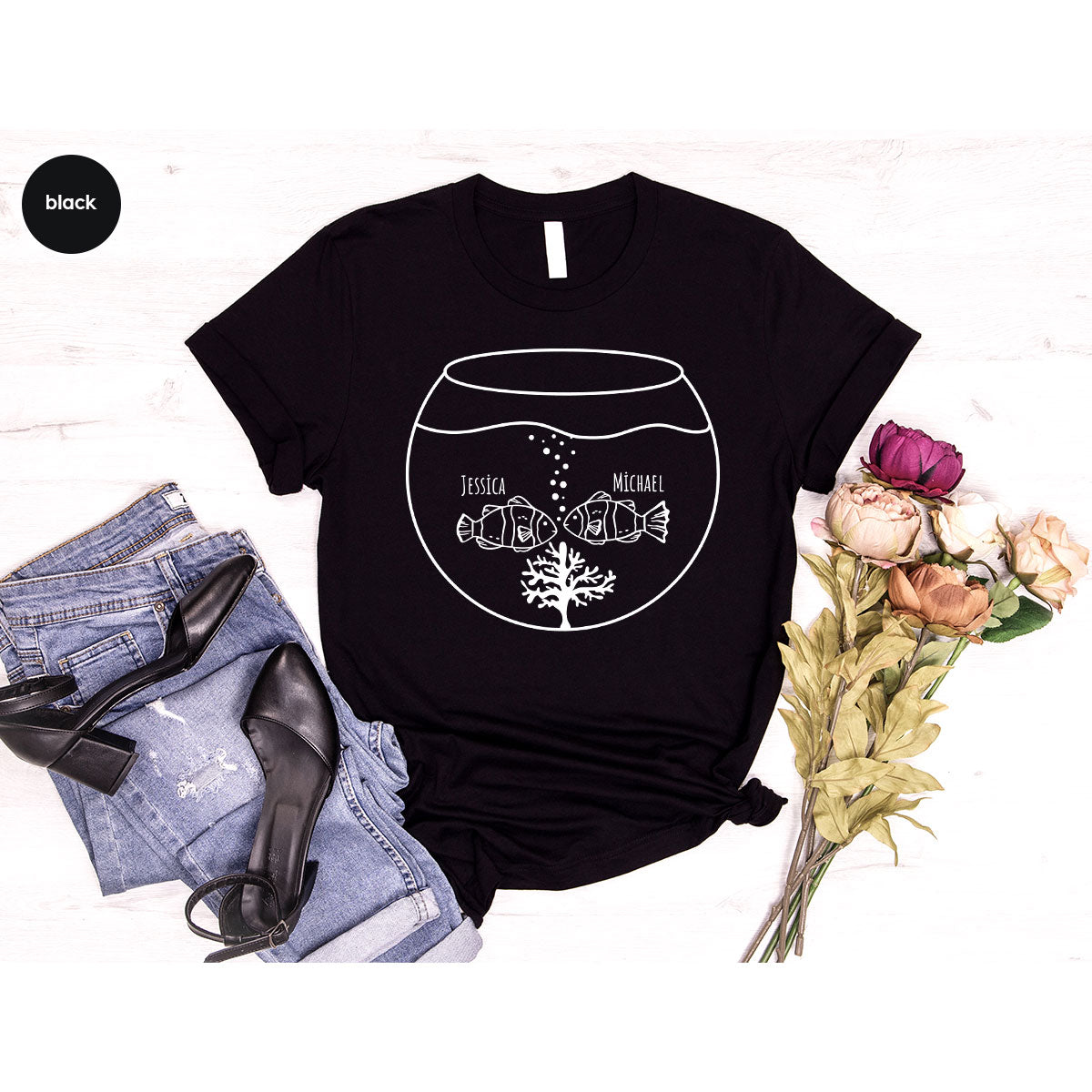 Fish Couple Shirt, Custom Name on T-Shirt, Gift for Couples product image 1