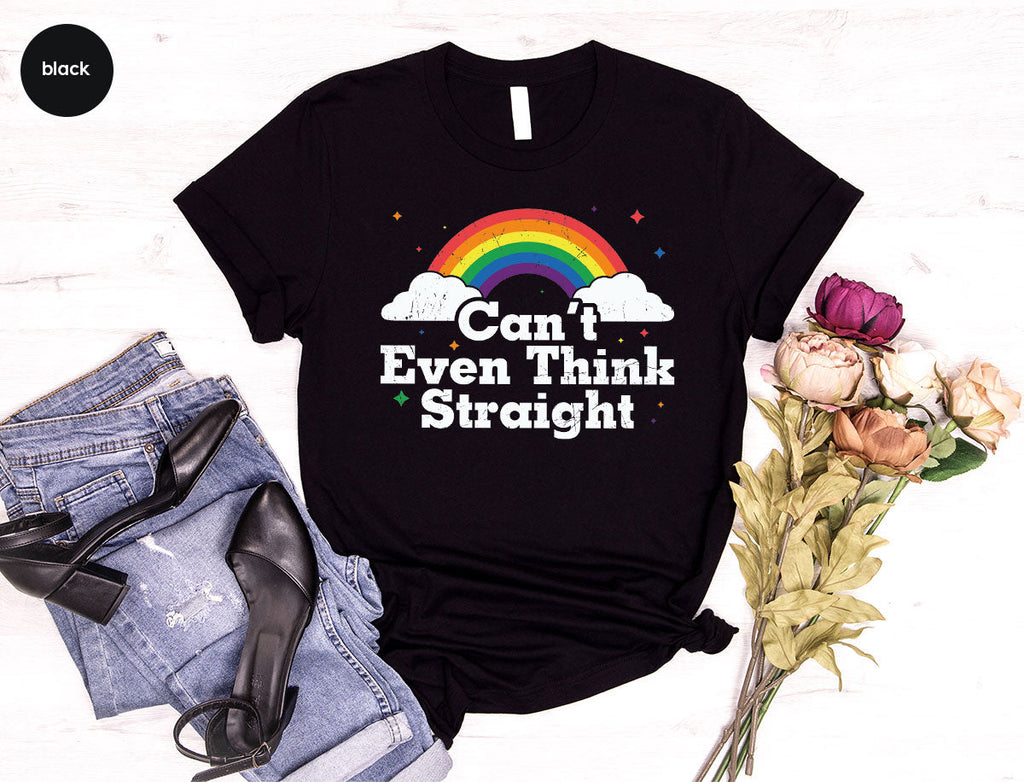 Can I Even Think Straight Shirt, Rainbow T-Shirt, LGBT product image 1