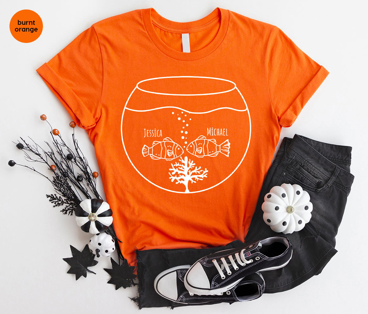Fish Couple Shirt, Custom Name on T-Shirt, Gift for Couples product image 2