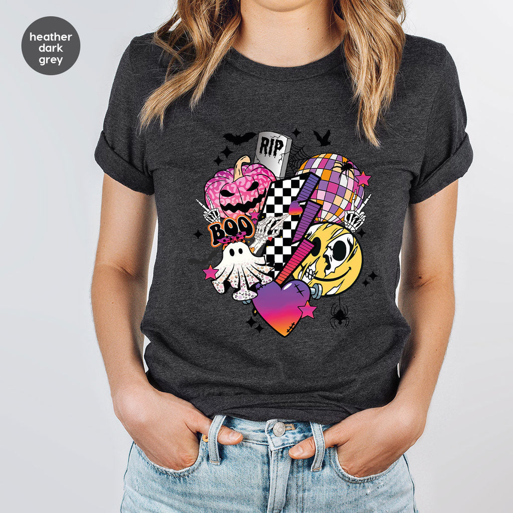 Retro Halloween Shirt, Spooky Pumpkin Cool Checkered Outfit product image 34
