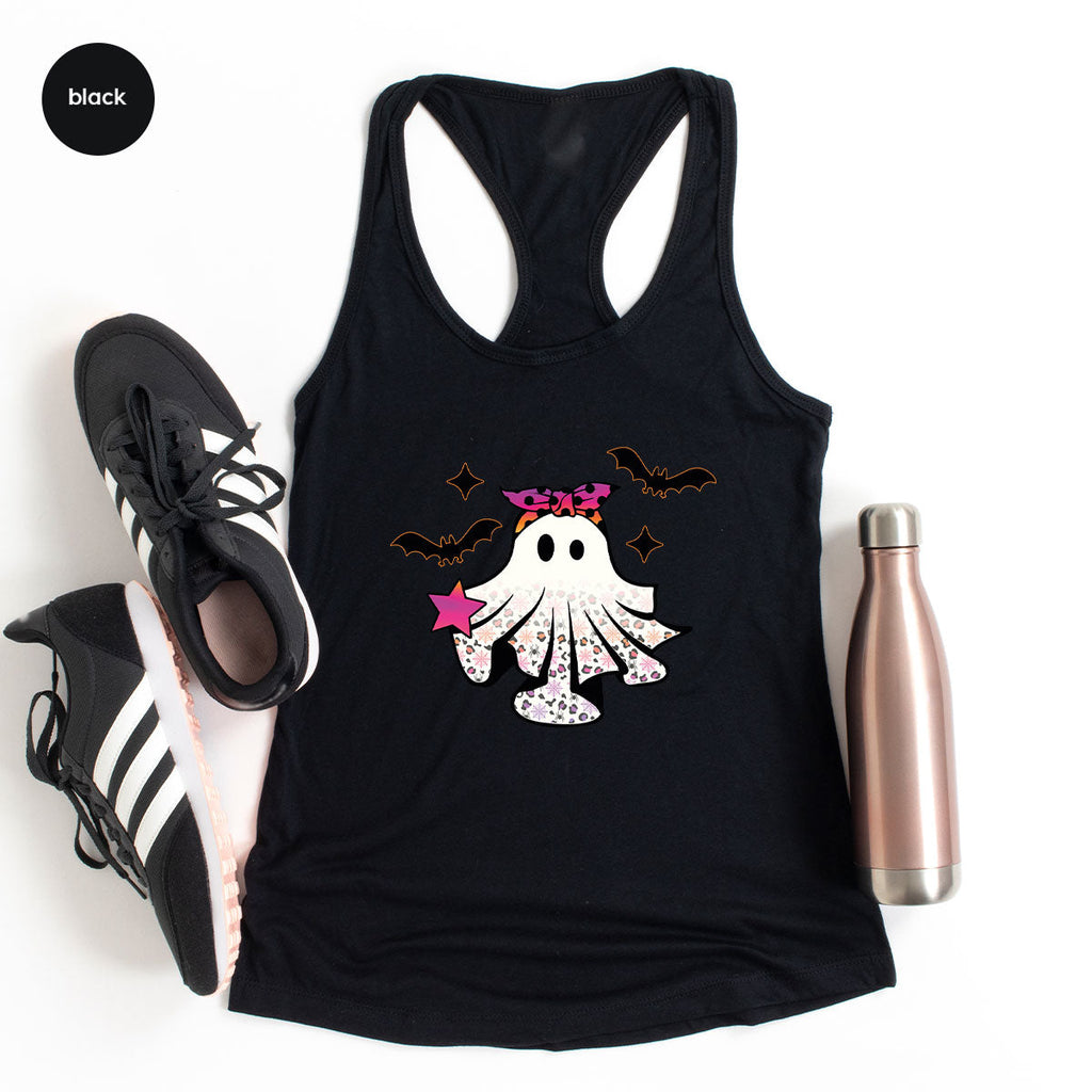 Spooky Season Outfit, Ghost Graphic Tee, Girls Boo Vneck product image 32