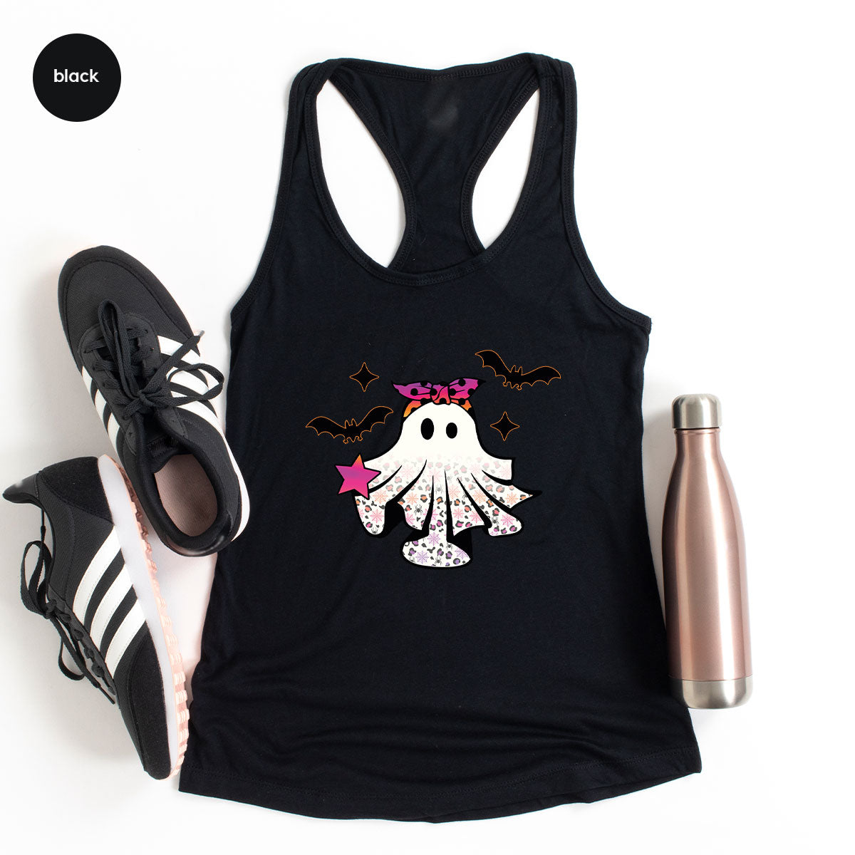 Spooky Season Outfit, Ghost Graphic Tee, Girls Boo Vneck product image 32