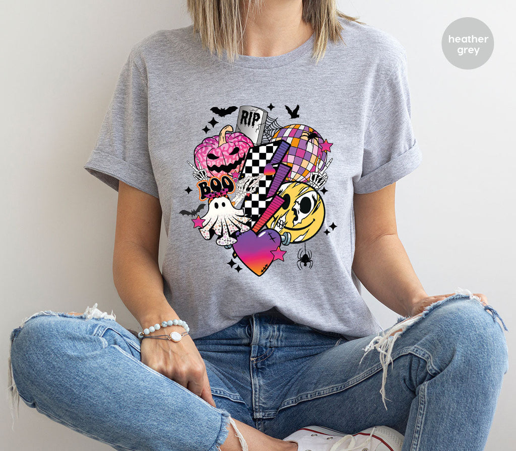 Retro Halloween Shirt, Spooky Pumpkin Cool Checkered Outfit product image 37